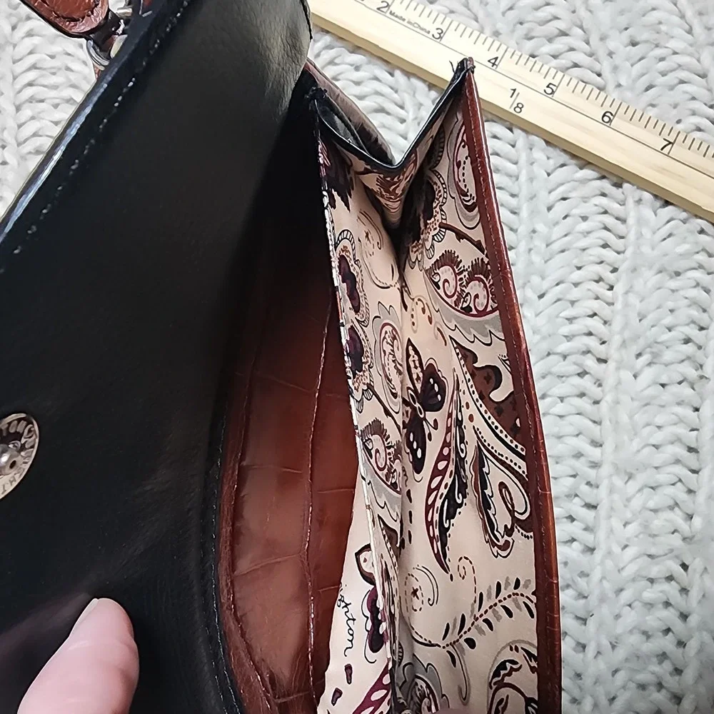 BRIGHTON  All-In-One Crossbody Shoulder Bag Alligator Embossed Chocolate Leather